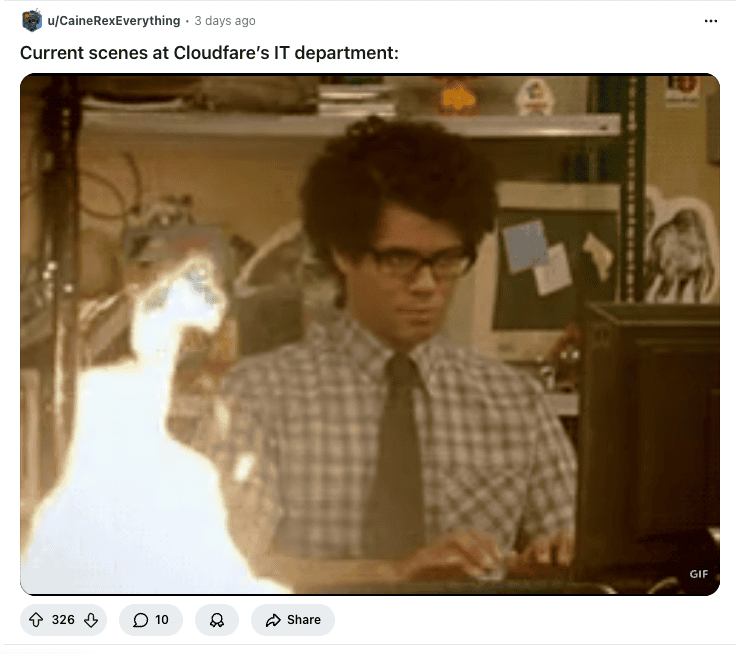 Reddit and Bluesky User Reactions to Cloudflare Down