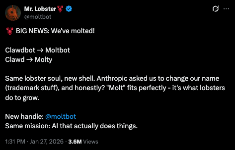 Clawdbot rename into Moltbot
