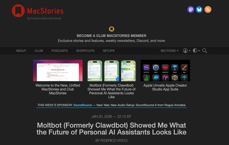 Macstories reaction to Clawdbot