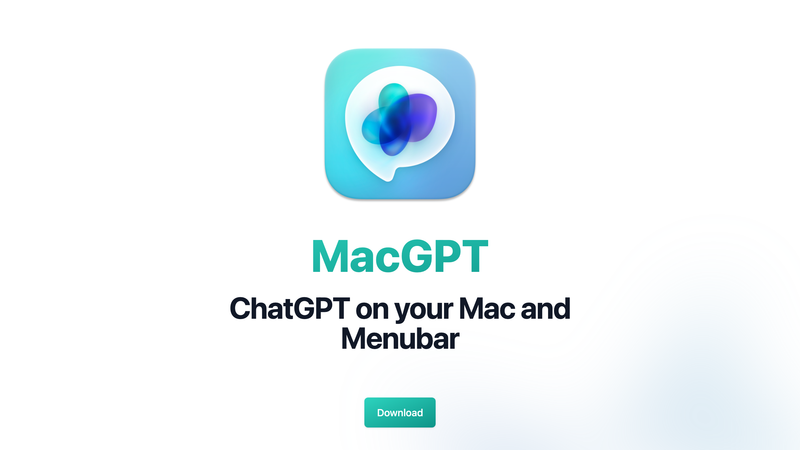 MacGPT developer page for the menu bar app