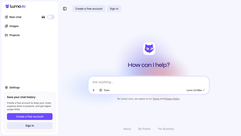 Proton Lumo homepage
