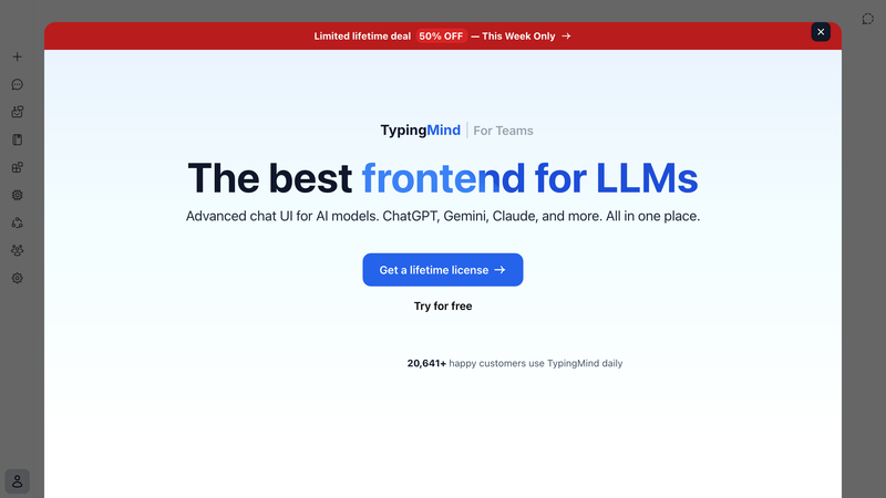 TypingMind page for the browser ChatGPT front end