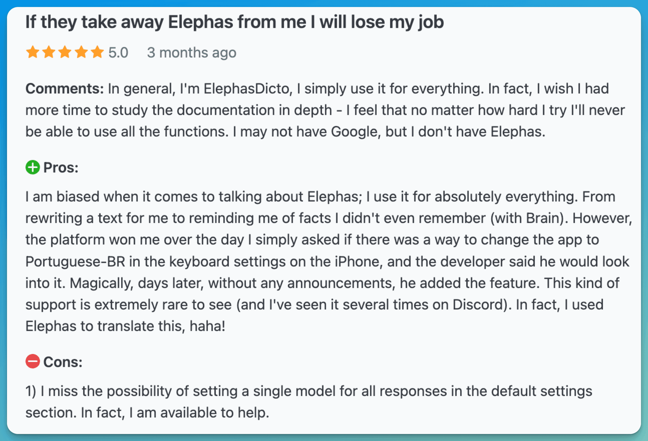 Elephas Review