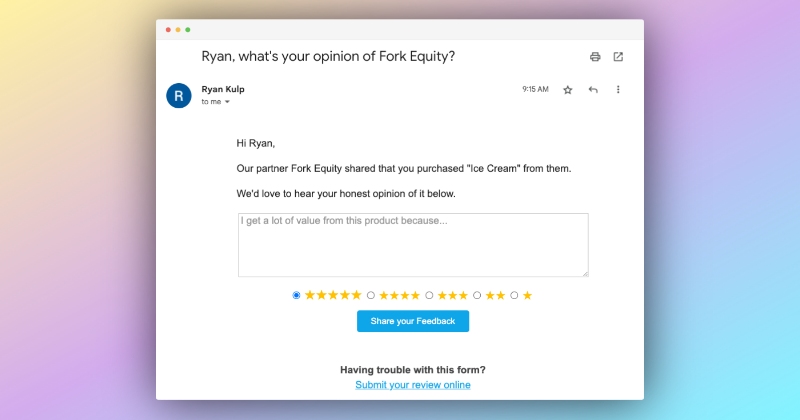 Inline Email Review Form