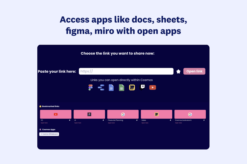 Open apps and games within Cosmos
