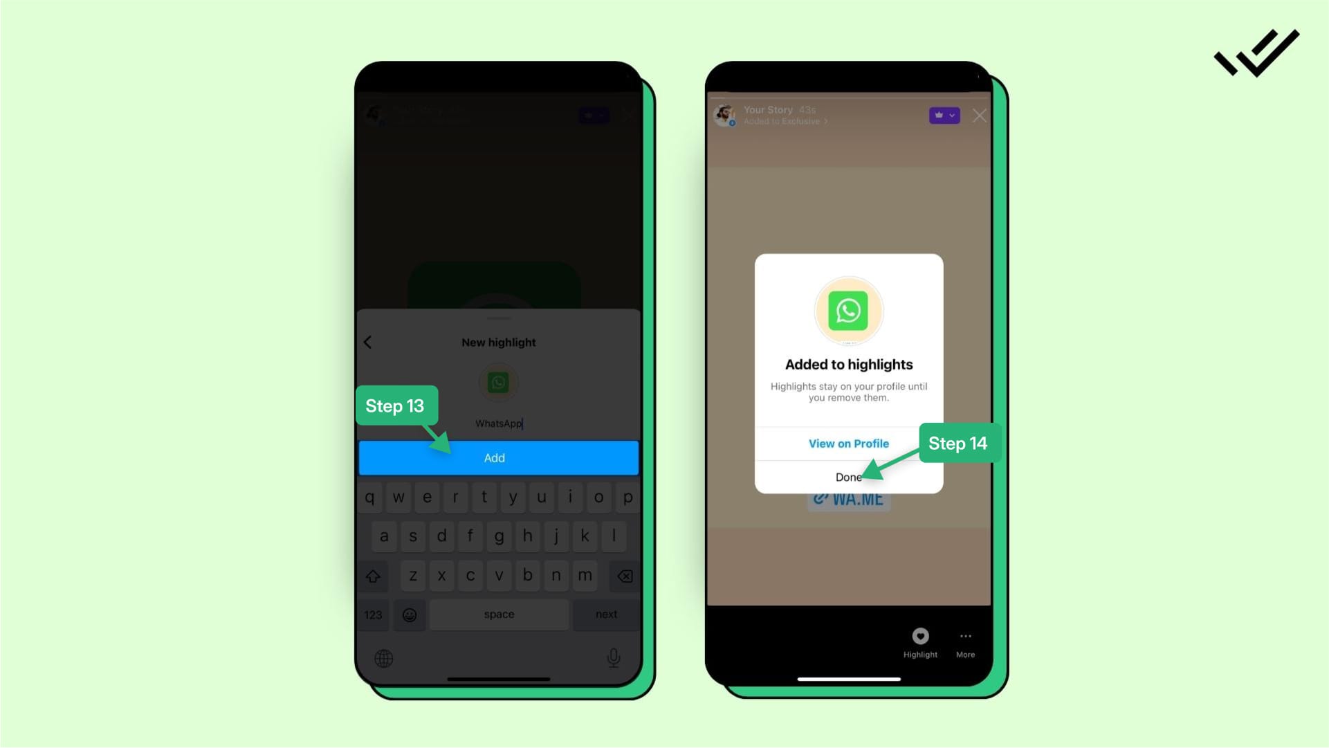Steps to Add WhatsApp Link to Instagram Story Highlights