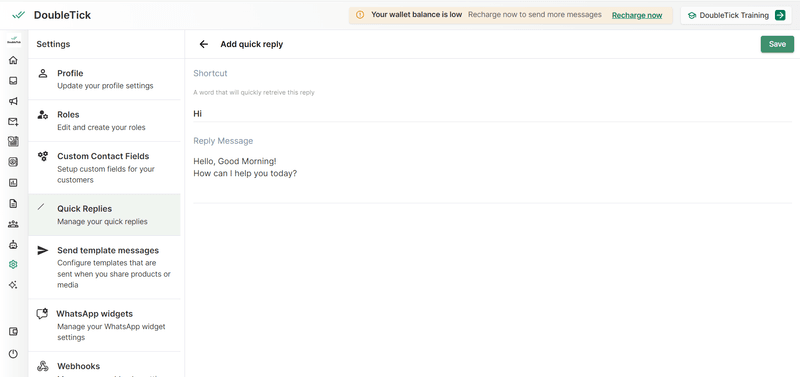 How to Set Up and Automate Quick Replies on DoubleTick