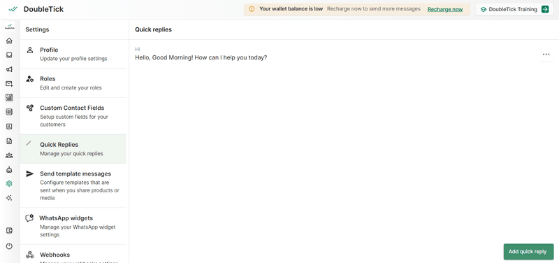 How to Set Up and Automate Quick Replies on DoubleTick