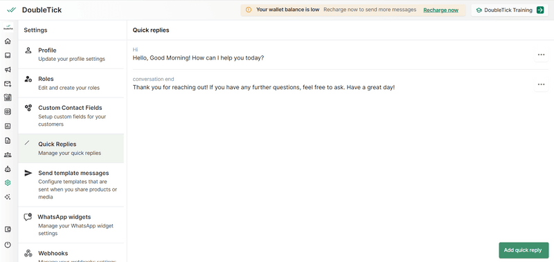 How to Set Up and Automate Quick Replies on DoubleTick