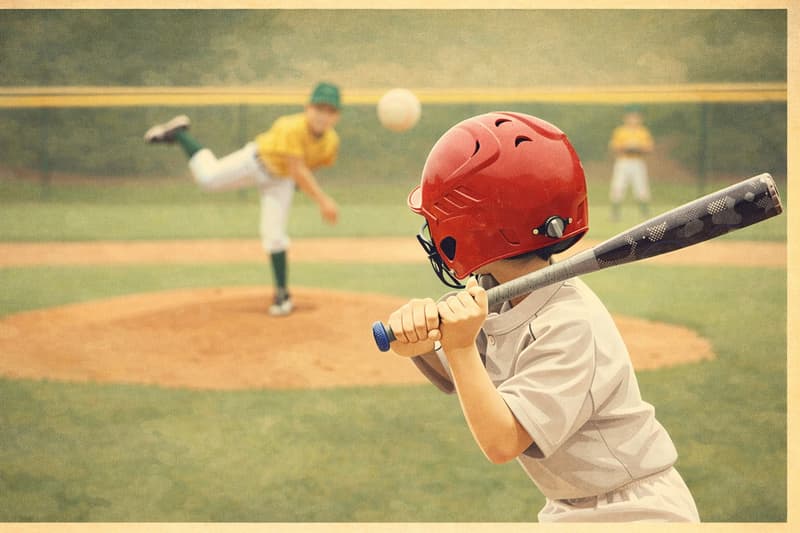 Kids in a baseball game.