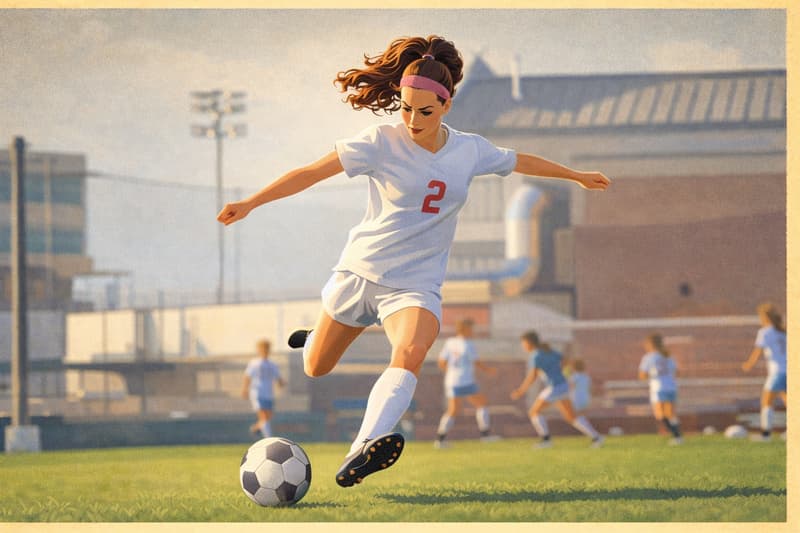 Teenager playing soccer.