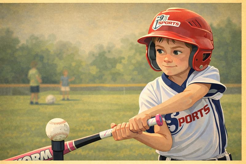 Kid playing tee ball