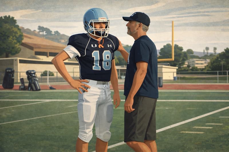 A football coach and a player