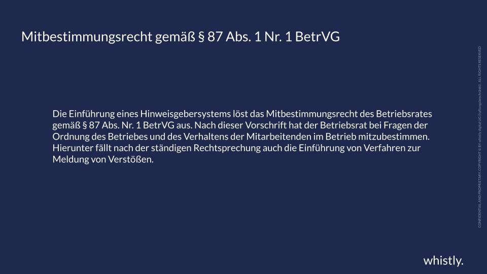 Mitbestimmungsrecht Betriebsrat Hinweisgeberschutzgesetz
