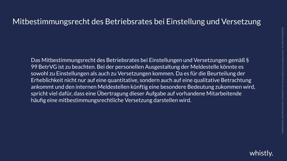 Betriebsrat bei personeller Ausgestaltung des Hinweisgebersystems 