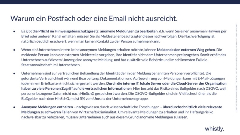 Hinweisgebersystem: Warum ein Postfach oder Email nicht reicht