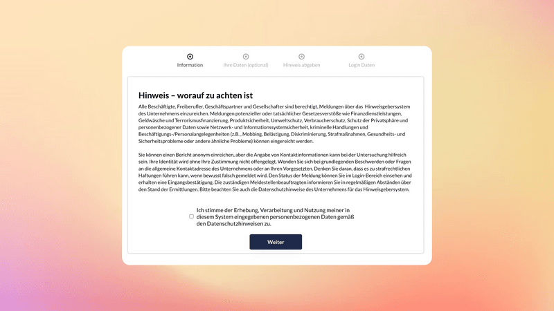 Beispiel: Sicherheitshinweis Whistleblowersystem
