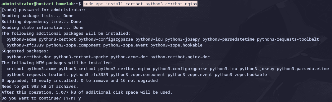 Make sure you install Certbot and its required dependencies for your VPS.