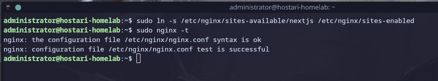Symlink, test the nginx config, restart the process.