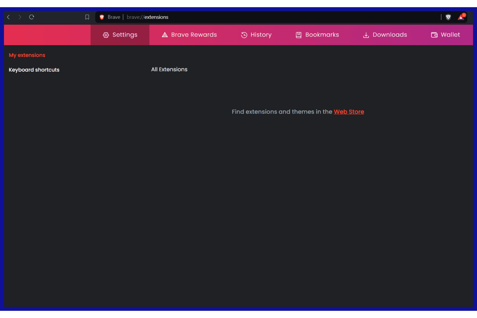 Brave Browser's extension page that says it supports all the extensions that Chrome supports.