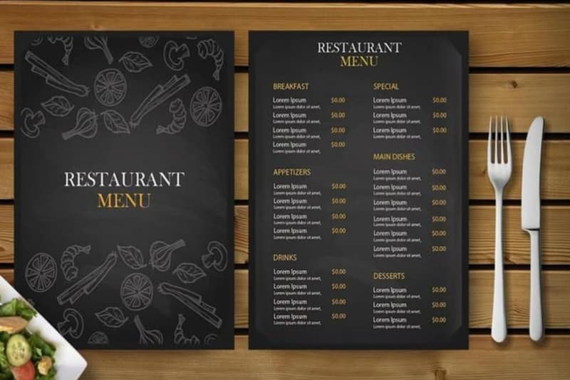 restaurant menu card template