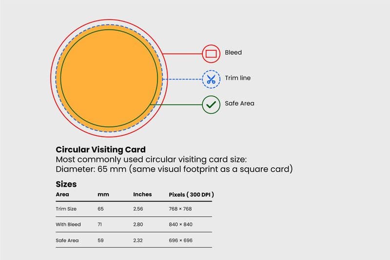 Circular Visiting Card Size Guide 