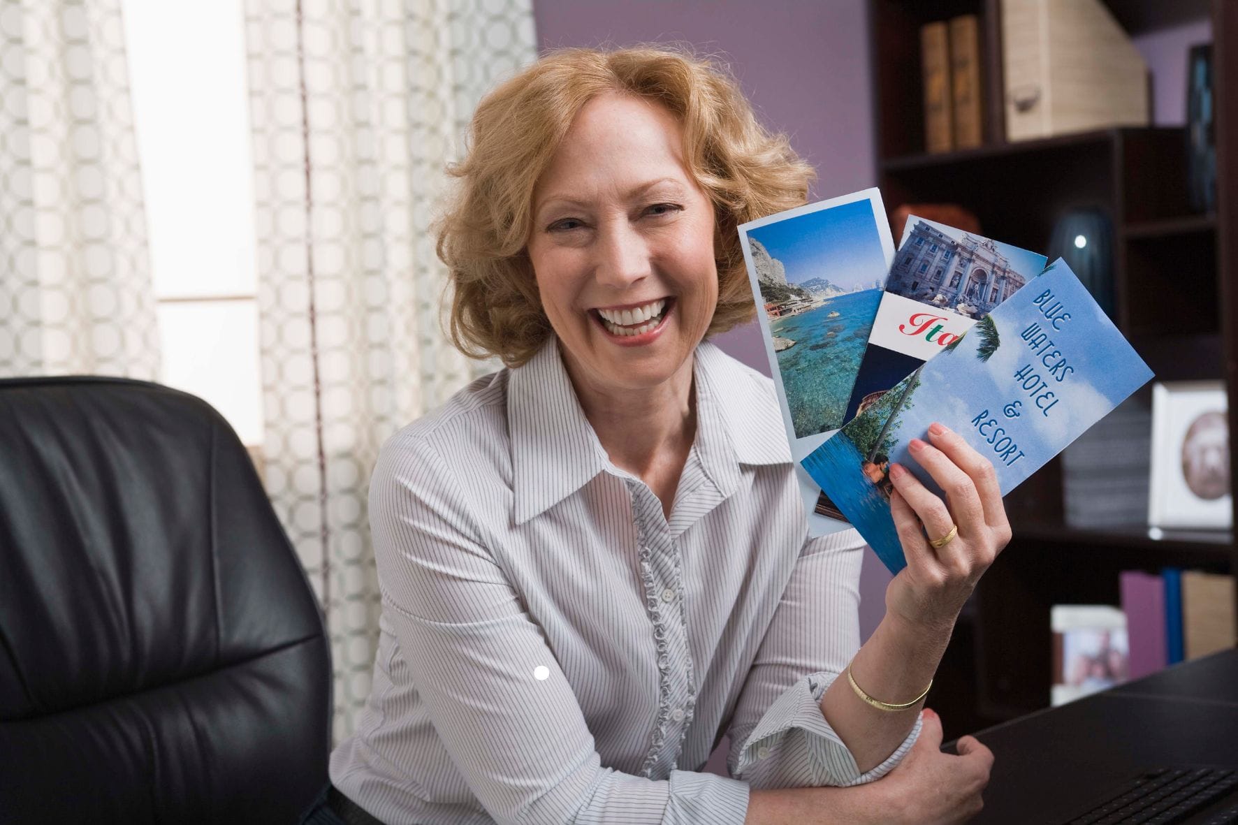women showing brochure