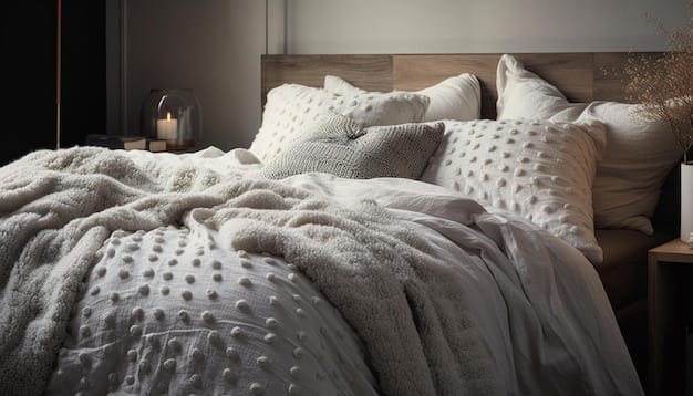Cozy bedroom with luxury weighted blanket