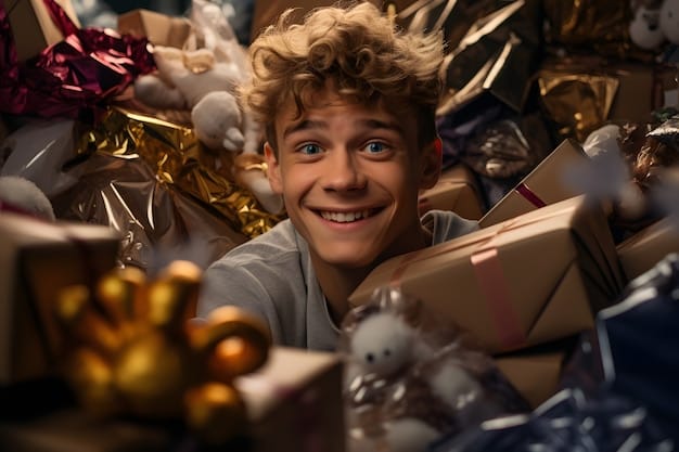 Man around christmas Presents