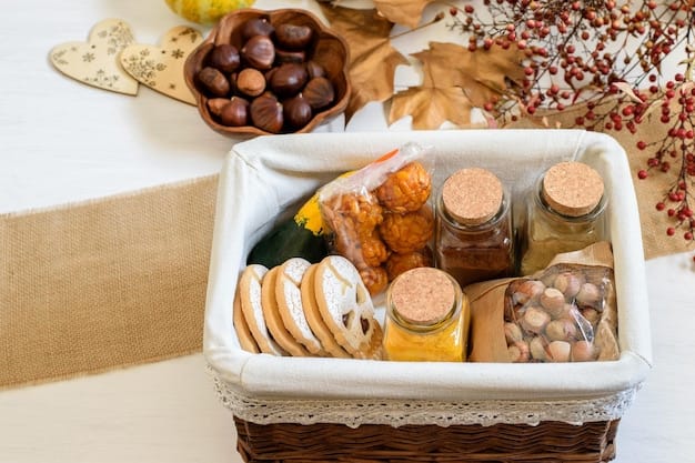 High angle view of bread in basket on table
