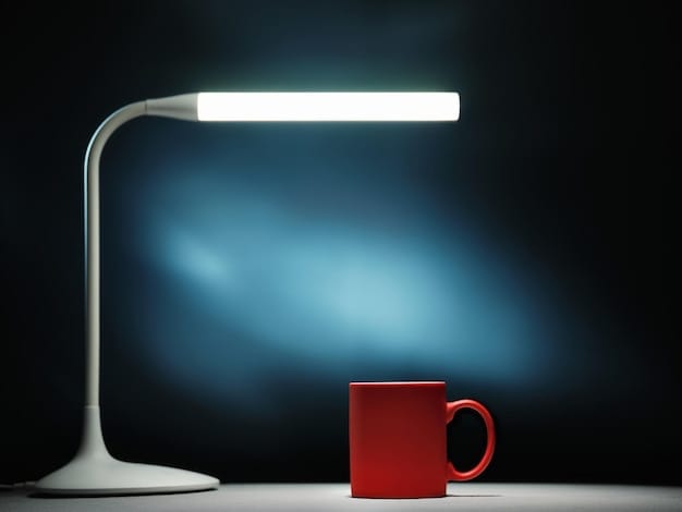 Red cup and lamp on the table