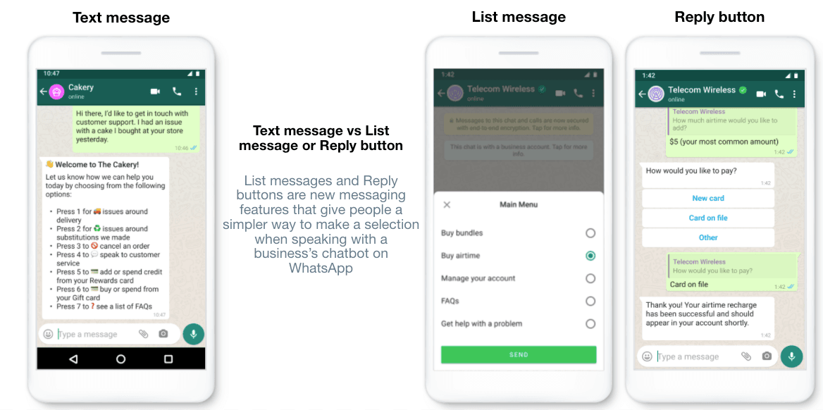 Interactive WhatsApp messages