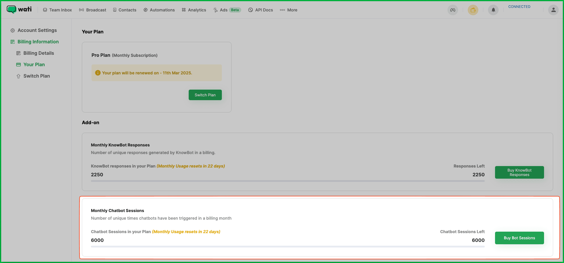 Monthly Chatbot Sessions