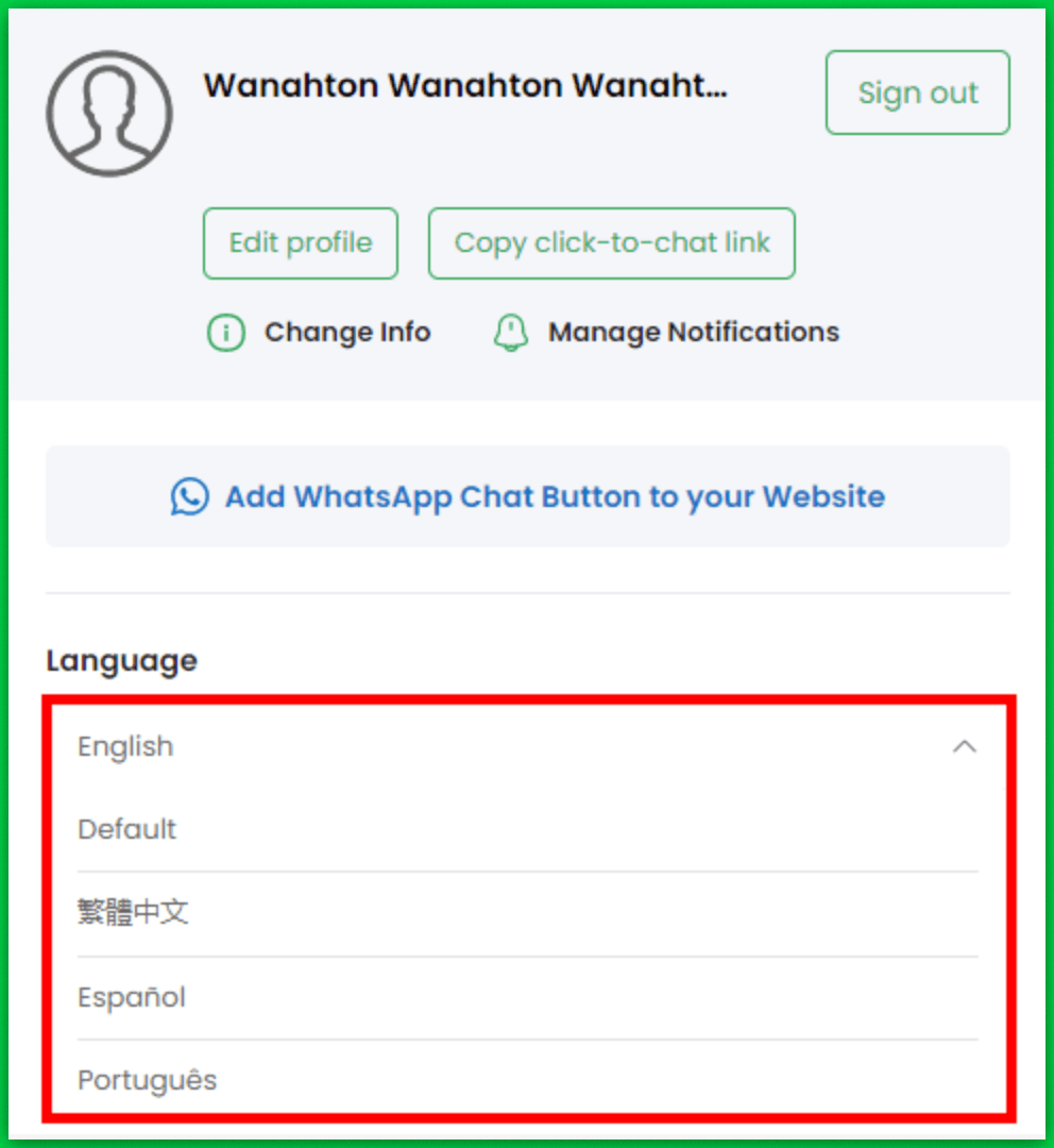 How to change WhatsApp interface's language in Wati?