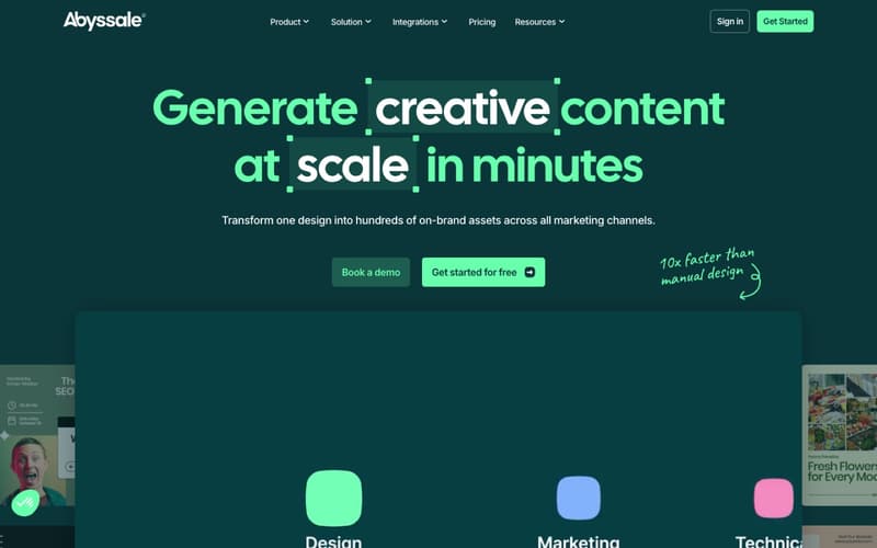 Abyssale homepage, October 2026