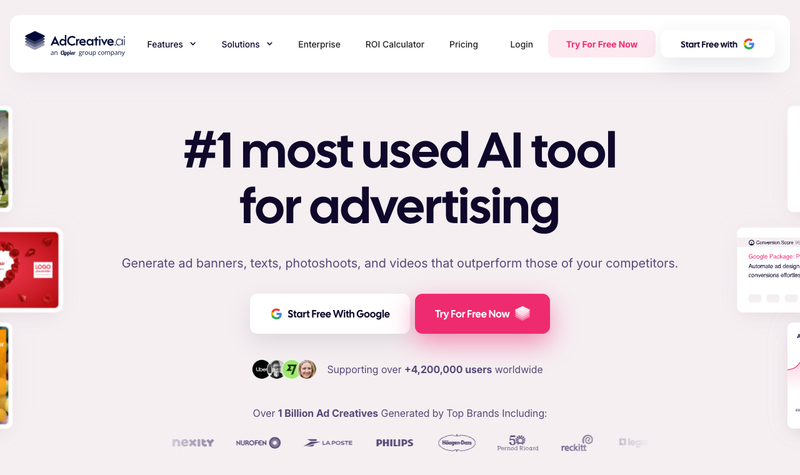 AdCreative.ai homepage, screenshot taken September 2026
