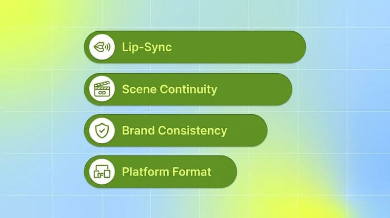 AI UGC QC checklist: lip-sync, scene continuity, brand consistency, platform format