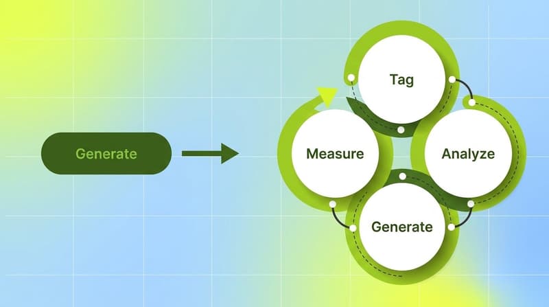 A closed creative loop of tag, analyze, generate and measure compared with one-way generation