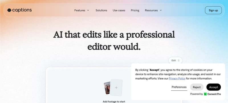 Captions homepage