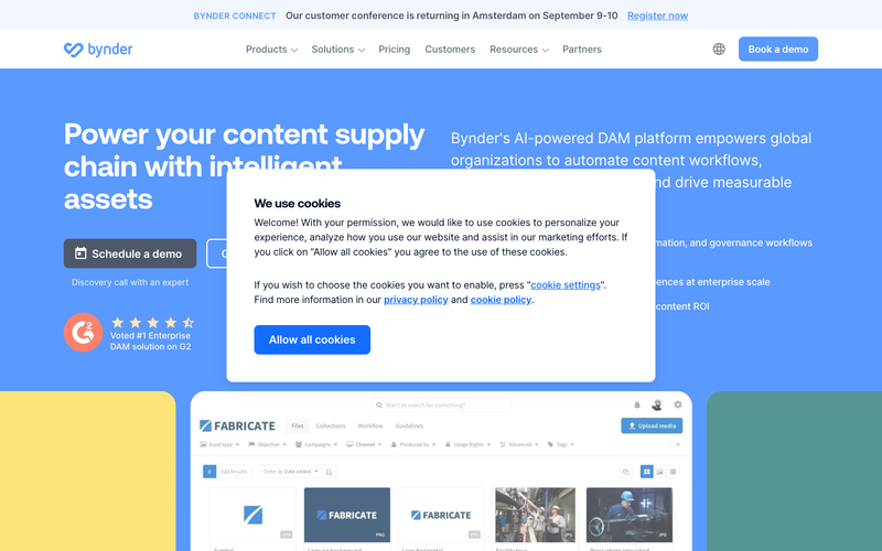Bynder homepage, screenshot taken September 2026