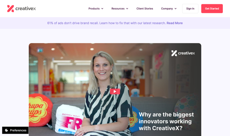CreativeX homepage, screenshot taken September 2026
