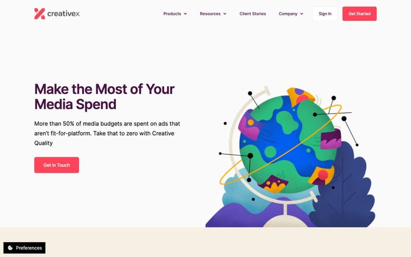 CreativeX Creative Quality page showing how to stop spending media budget on ads that are not fit for platform