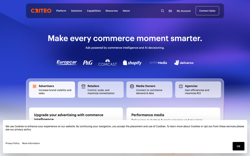 Criteo DCO+ homepage, screenshot taken September 2026