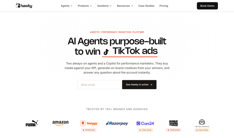 Hawky homepage, screenshot taken September 2026