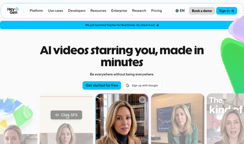 HeyGen homepage, screenshot taken September 2026