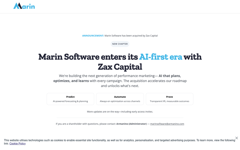 Marin Software homepage, screenshot taken September 2026