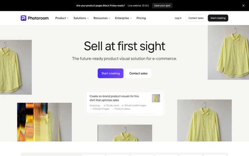Photoroom homepage, October 2026