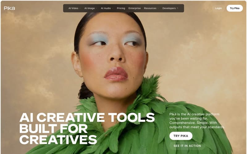 Pika homepage, AI creative tools built for creatives, October 2026