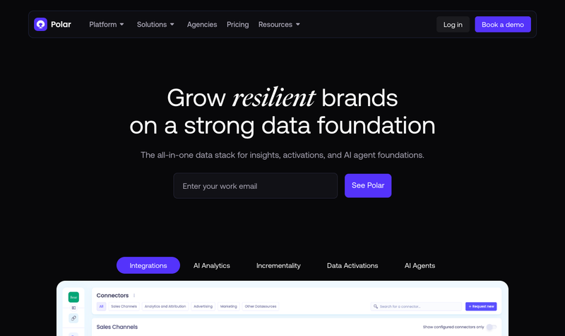 Polar Analytics homepage, screenshot taken September 2026