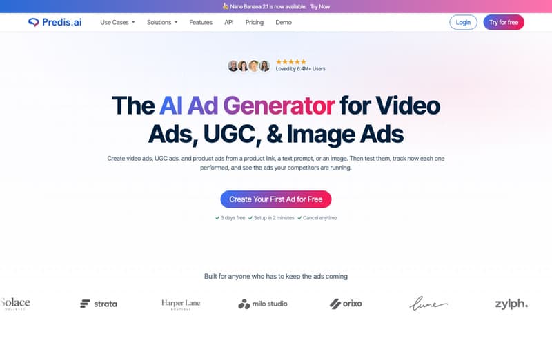 Predis.ai homepage, October 2026
